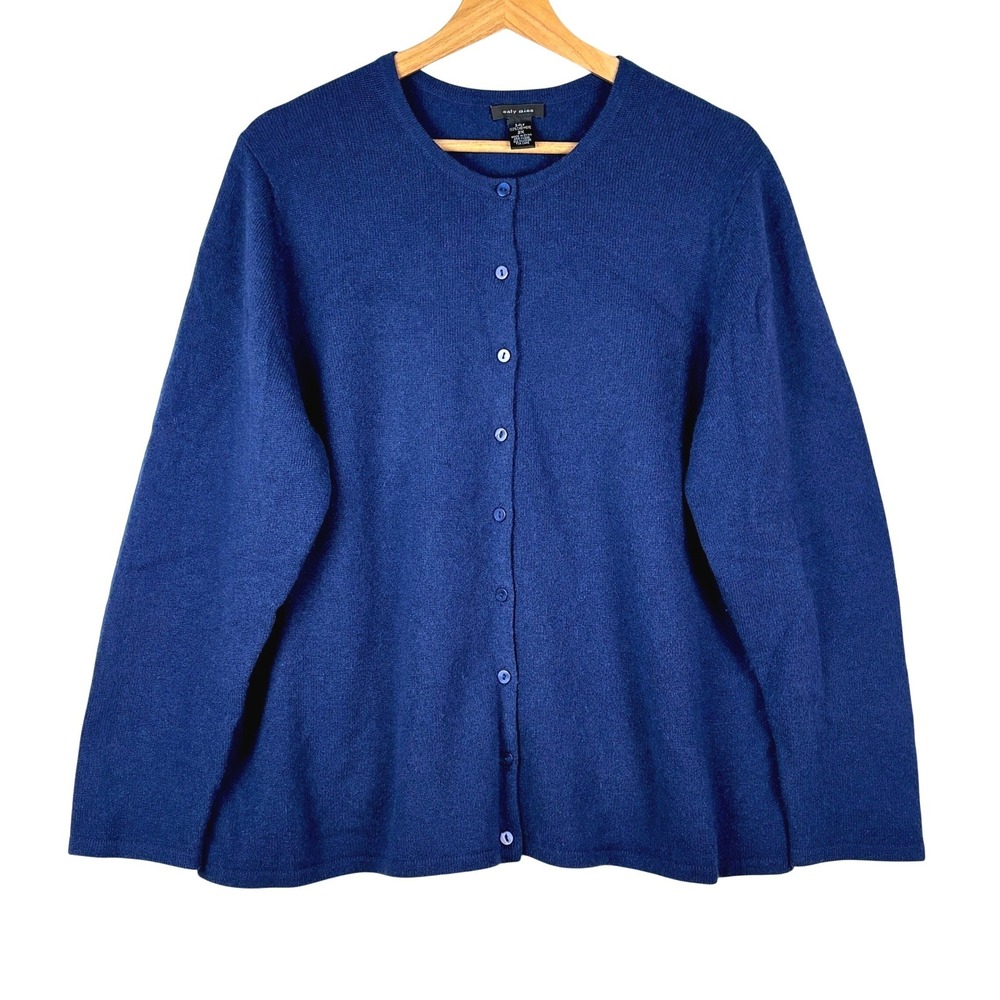 Cashmere Cardigan Women Only Mine 2X 100% 2-Ply Button Preppy Classic Office